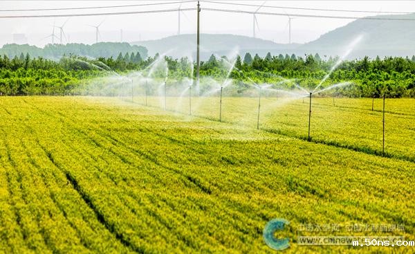 屯留区岗上村对农田开展喷灌作业 本报通讯员 兰望极 摄